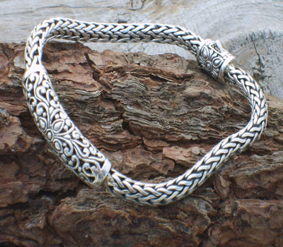 Sterling Silver Bali Style Rope Bracelet